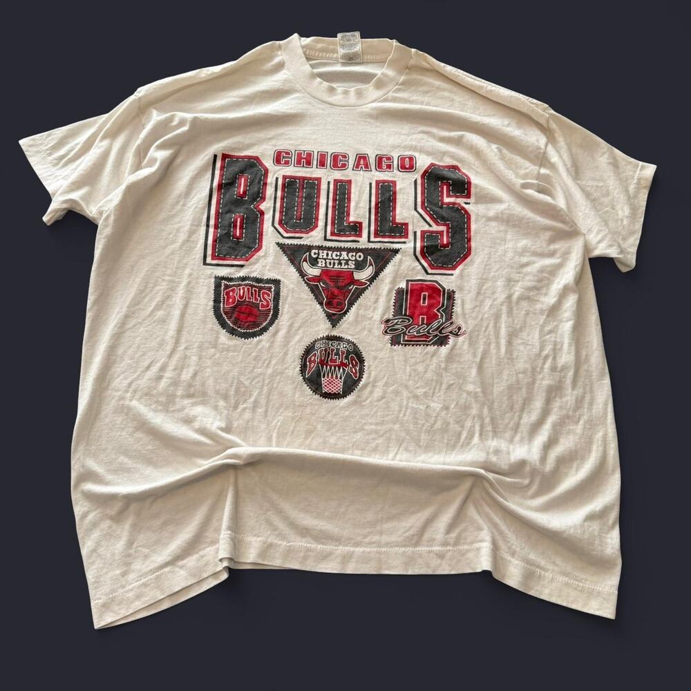 VTG 90s Chicago Bulls NBA Multiple Logos Single Stitch T-Shirt Sz.XXXL